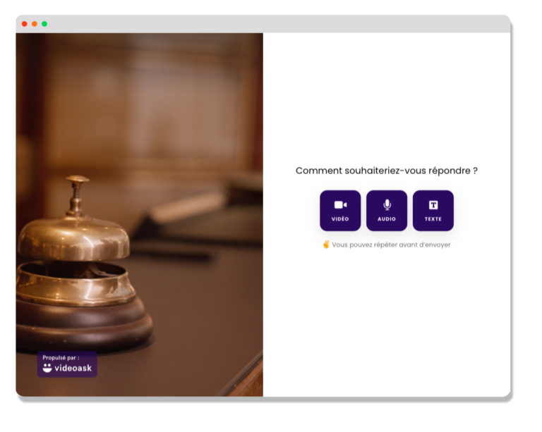 Videoask possibilité de réponses